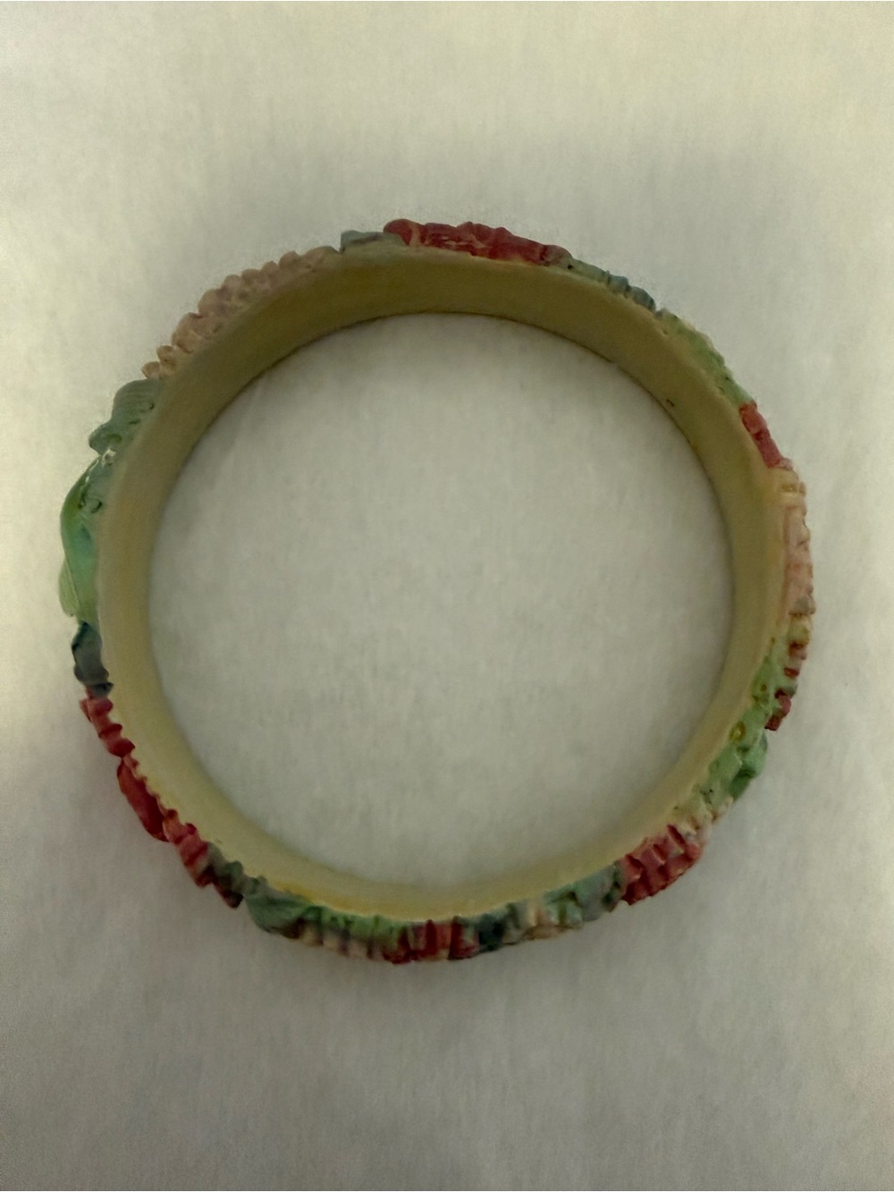 Multicolor Floral Carved Resin Bangle Bracelet